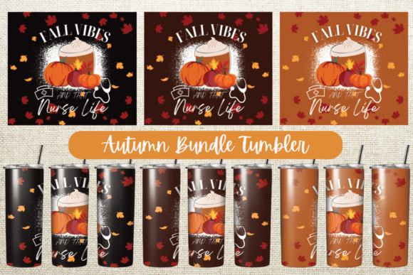 Autumn Bundle Tumbler Wrap Design Graphics & Print Templates
