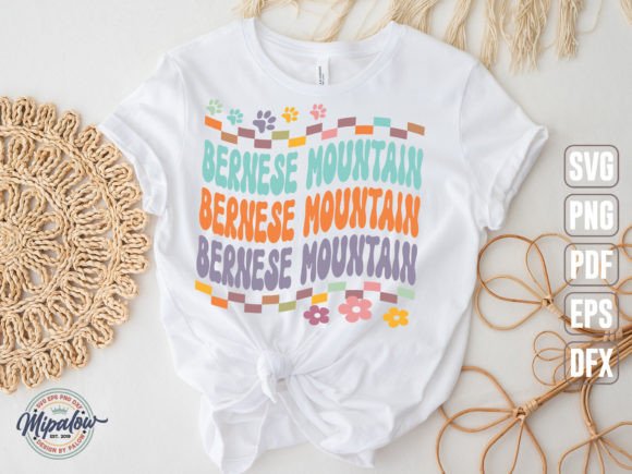 Bernese Mountain Svg: Groovy Wavy Retro Graphics for Crafts