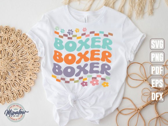 Boxer SVG & Groovy Wavy Retro Graphics for Crafts