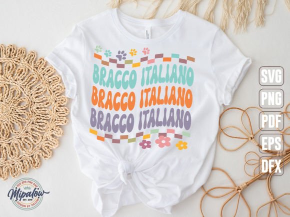 Bracco Italiano Svg, Groovy Wavy Retro. Graphics for Crafts