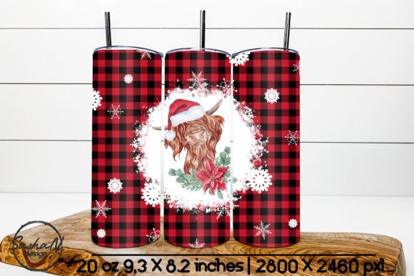 Christmas Highland Cow Tumbler Graphic & Print Template Review