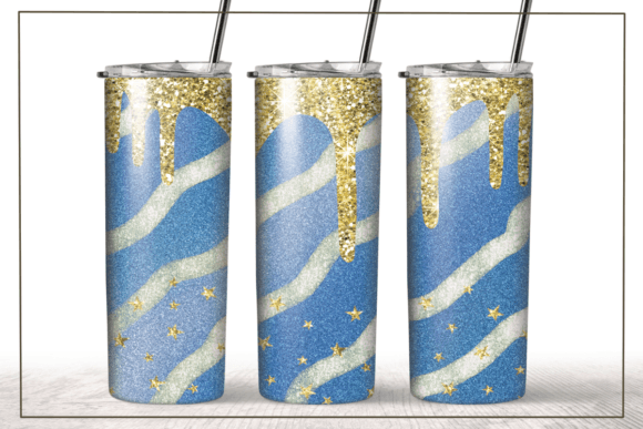 Glitter Blue Gold Dripping Tumbler Wrap: Graphics & Crafts Review
