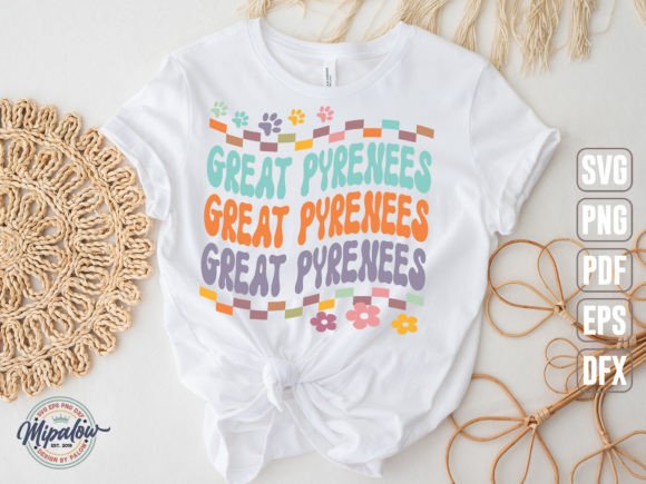 Great Pyrenees Svg, Groovy Wavy Retro Graphics & Crafts