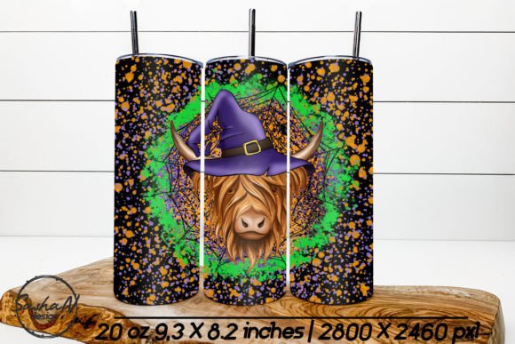 Halloween Tumbler Wrap: Highland Cow Graphics & Illustrations