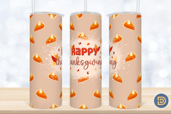 Happy Thanksgiving Pie 20Oz Tumbler Wrap Graphics for Crafts