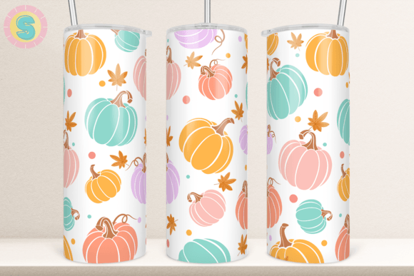 Pastel Pumpkin Tumbler Sublimation PNG for Graphics & Crafts