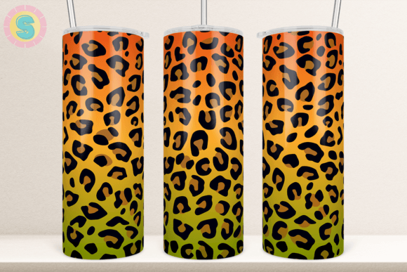 Seamless Ombre Leopard Tumbler Wrap: Graphics & Crafts Asset