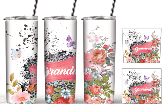 Watercolor Flower Brush Tumbler Wrap: Graphics & Crafts