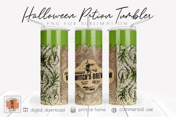 Witch Brew Halloween Potion Tumbler PNG for Crafts & Graphics