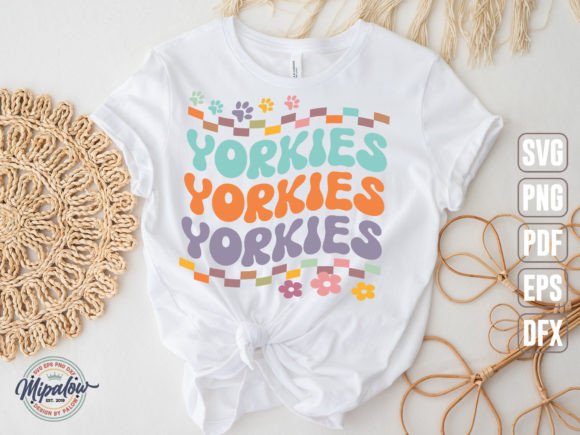 YORKIES Svg: Groovy Wavy Retro Graphics for Crafts